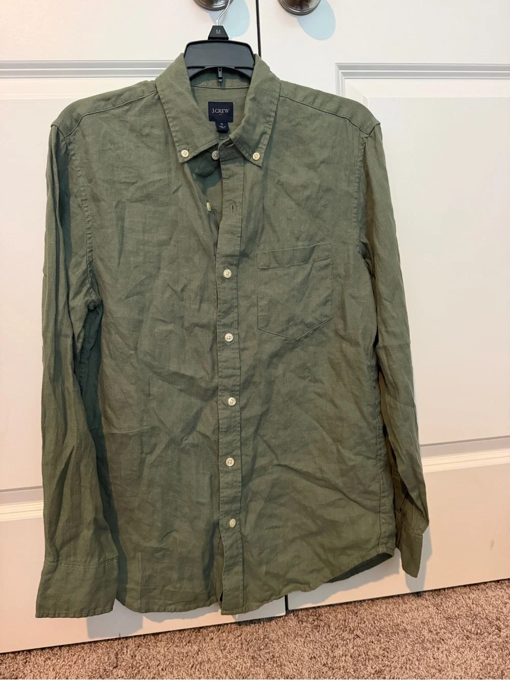 J.Crew Men’s Small Green Linen Blend Button Down Shirt AL179